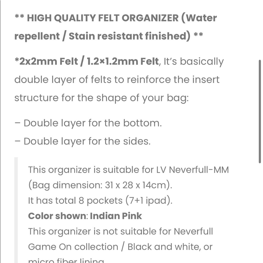 NFS๐ SAMORGA BAG ORGANIZER LV MM - Picture 15 of 16